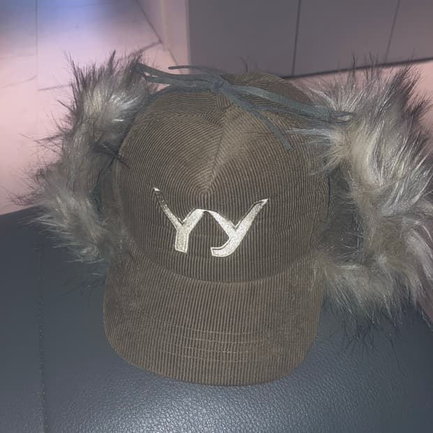Open YY Fur corduroy earflap cap khaki