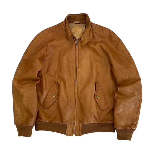 80‘s 골든베어 레더 헤링턴 자켓