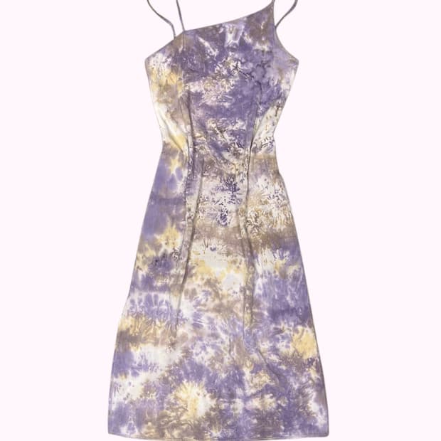 purple tie-dye unbalance dress