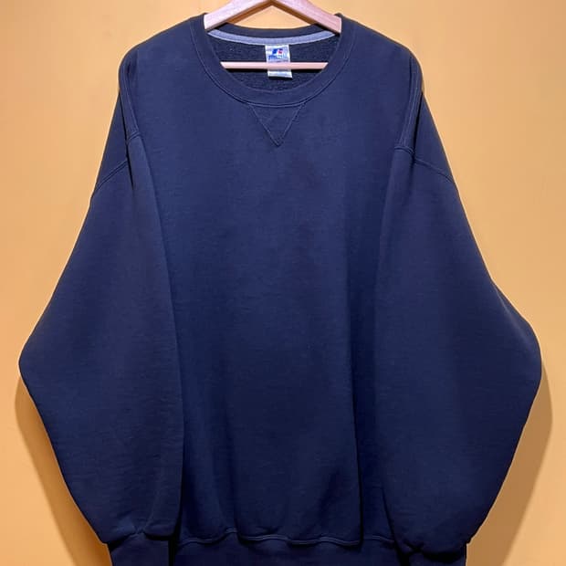 [3XL] 러셀 애슬레틱 무지 기모 맨투맨 네이비