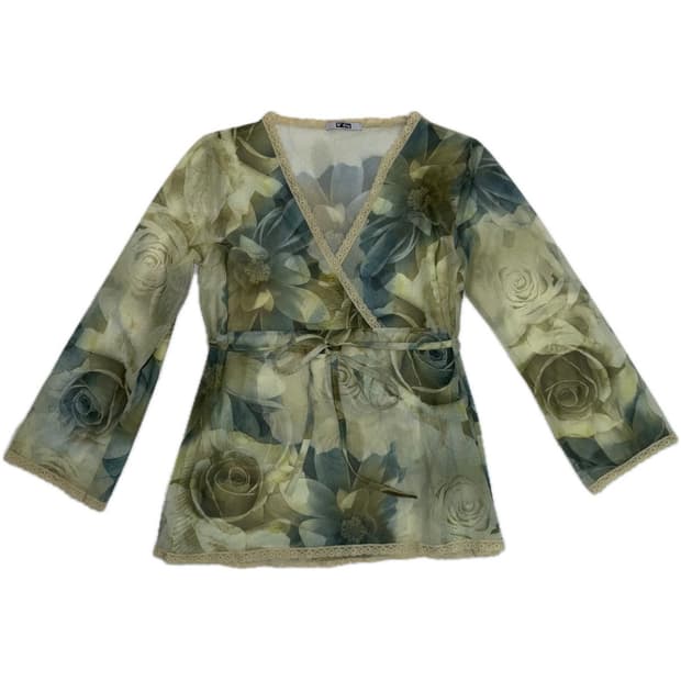 빈티지 모리걸 패턴 시스루 레이어드티