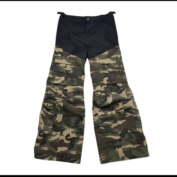 qap 투 티어드 카고팬츠 더블 카모
