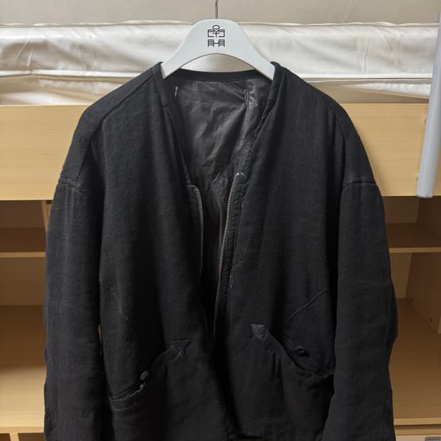 폴리테루 리버시블 라이너 실크 린넨 블랙 & 롬버스 차콜