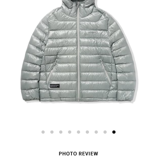 라이프워크 Lite 글로시 후드 다운 점퍼 라이트 그레이 M사이즈 새상품