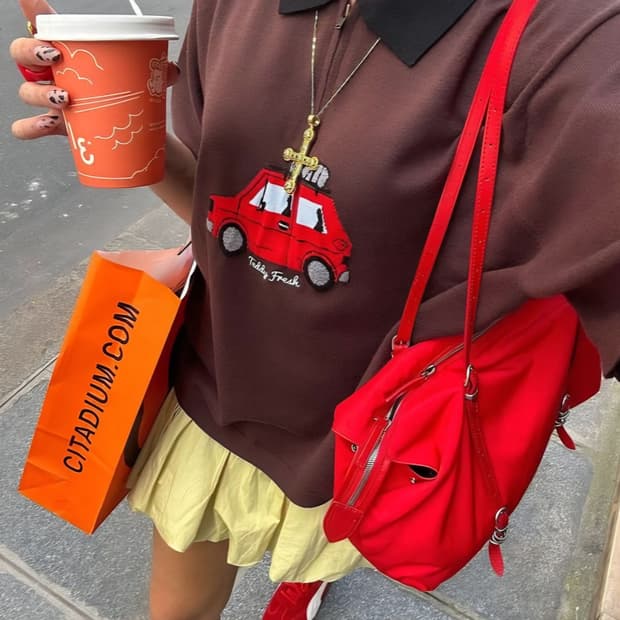 마지셔우드 오버패커 나일론숄더백 레드 미닛뮤트
