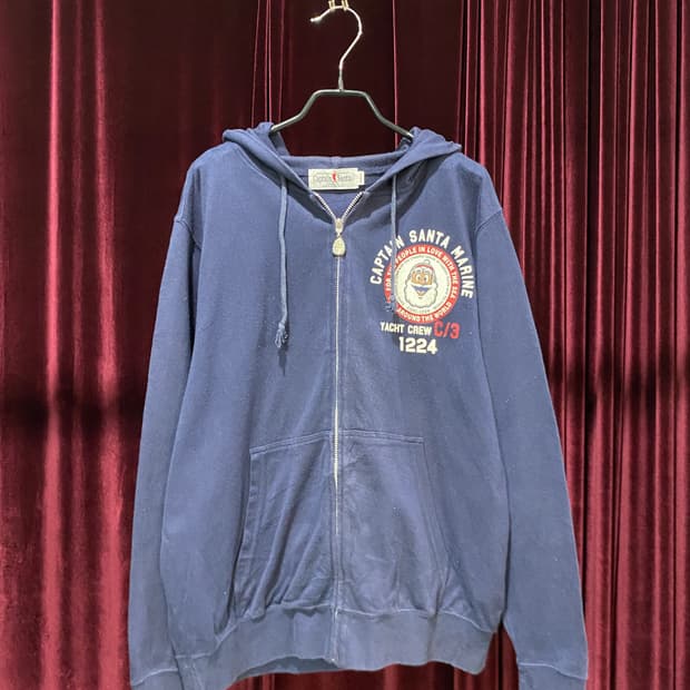 CAPTAIN SANTA navy hood zip-up