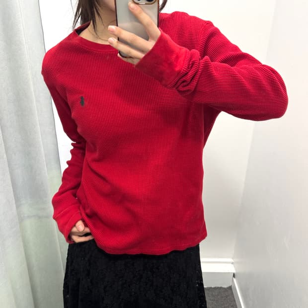 폴로 레드 와플니트