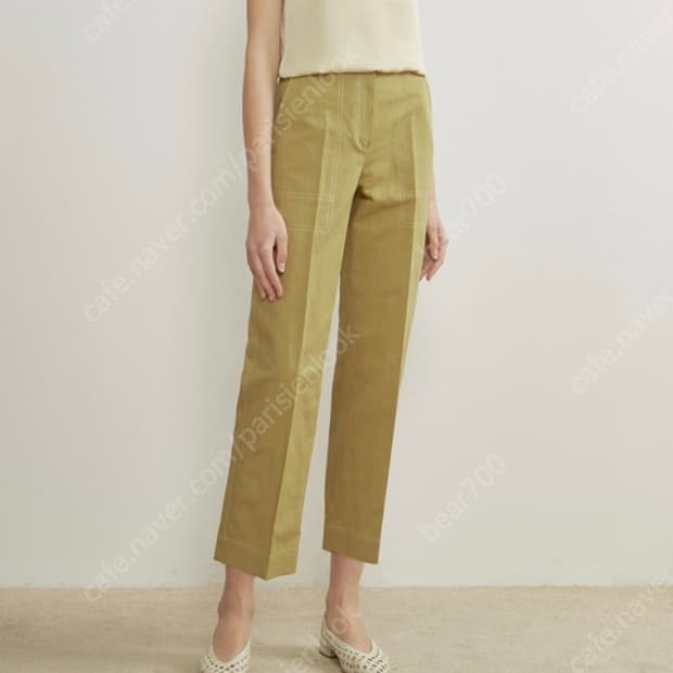 the cashmere 더캐시미어 머스타드 스티치 와이드 팬츠