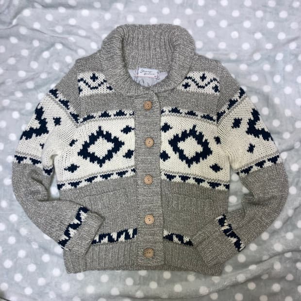 모리걸 아가일 니트 가디건 코트