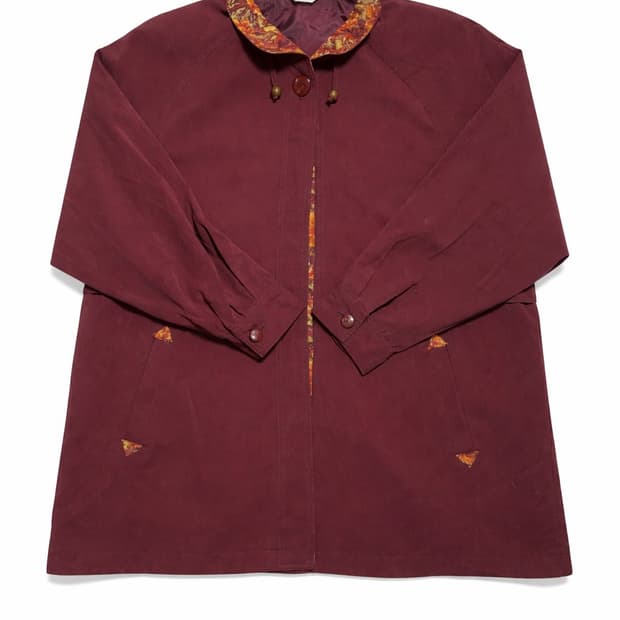 JPN 90s~00s 빈티지 Expression 패턴카라 버건디 자켓 L