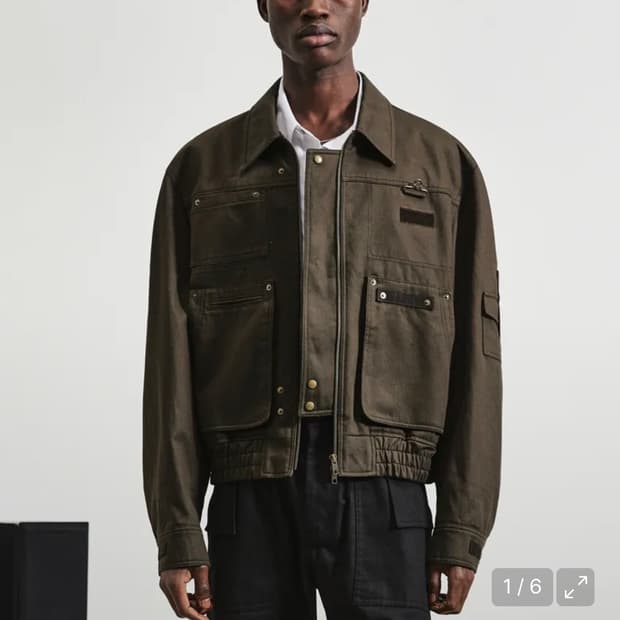 엘무드(LMOOD) 워크 포켓 치노 블루종 자켓 브라운