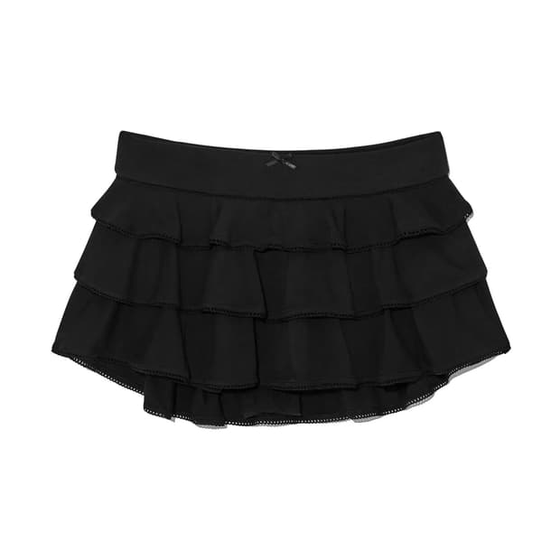 [M] 글로니 피콧 프릴 미니 스커트 블랙