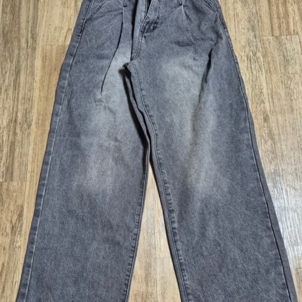 ASI 에센셜 원턱 와이드 데님 팬츠_그레이