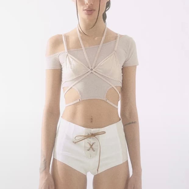 배디 Layered Strap Bra Top 샌드 S