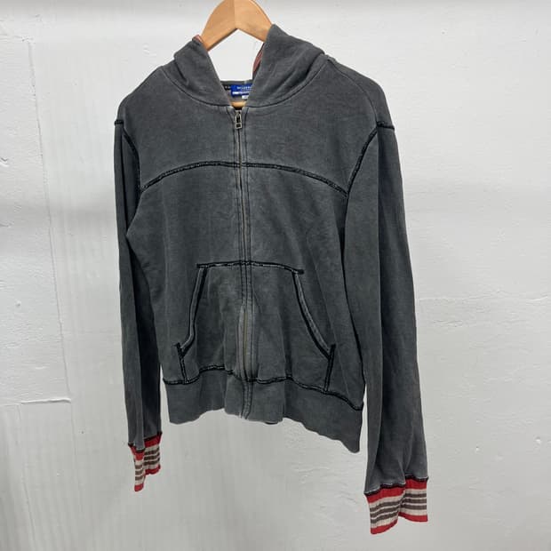 ~66) BURBERRY  WASHED HOOD ZIP-UP