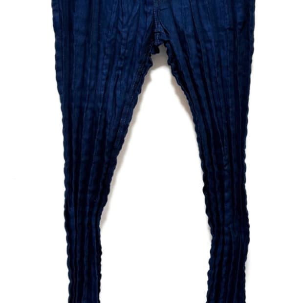 이세이 미야케 멘 플리츠 데님 팬츠 