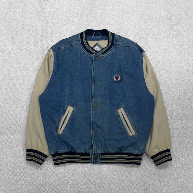 기어 Gear 올드스쿨 데님 코튼 바시티 자켓