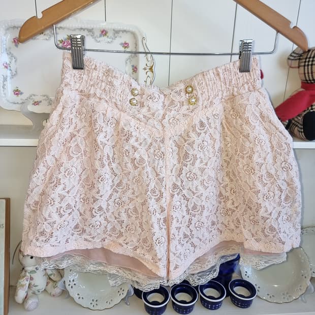 레이스 레이어드 팬츠 (핑크)