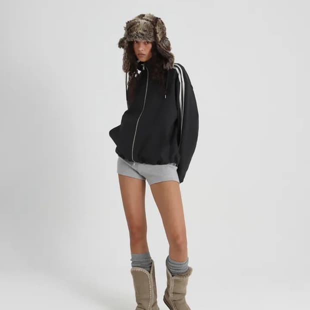 (미착용 새상품) 블랙업 헤비스웨트 하이넥 라인 집업 (차콜/그레이)