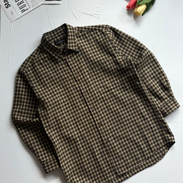 입생로랑 90‘s 빈티지 체크 셔츠
