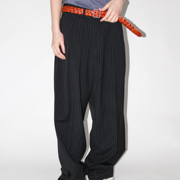 리키 3 Bone Striped Slacks 블랙