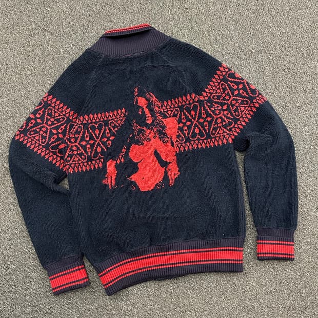 OS)Hysteric Glamour 빈티지 타월 니트 바시티 자켓