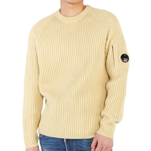 CP컴퍼니 렌즈 와펜 골지 니트 울 크루넥 스웨터 남성 54 레귤러핏