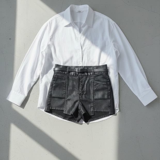 새상품 시크한 블랙 레더 하이웨스트 숏팬츠