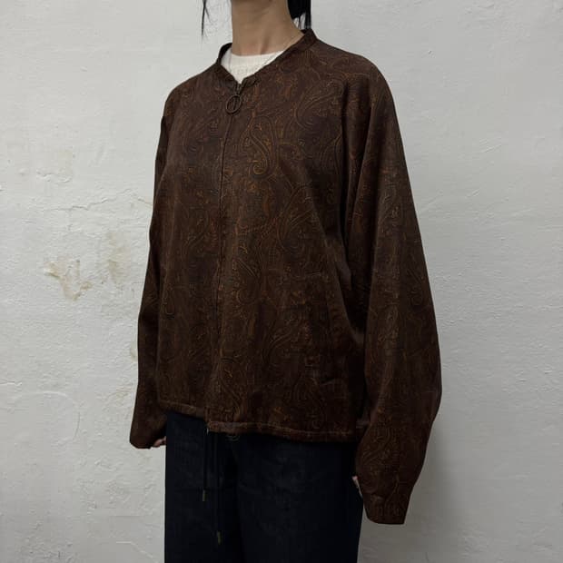 몽키타임(MONKEY TIME) 브라운 페이즐리 프린트 블루종 자켓