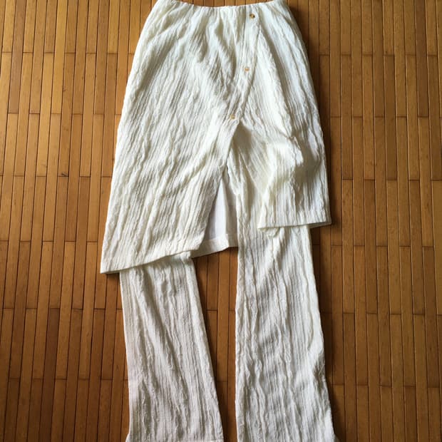 아이보리 레이어드 스커트 팬츠