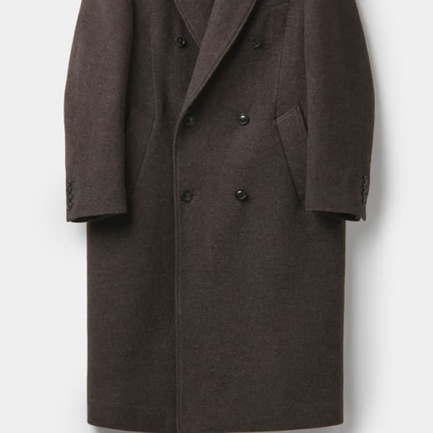 쿠어 버진 울 알파카 피크드라펠 코트 S