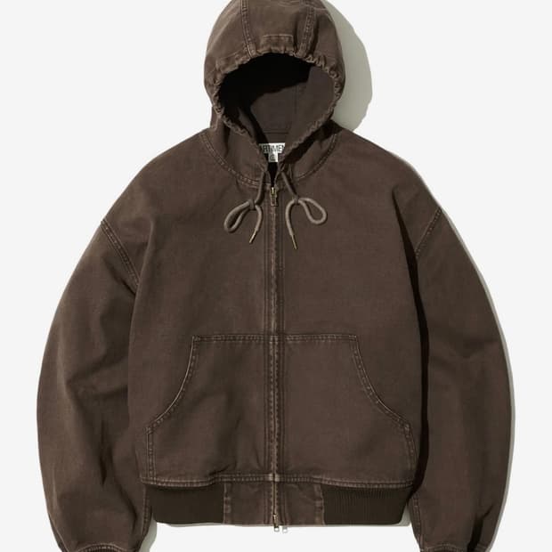 파르티멘토 워시드 워크 후드 집업 브라운