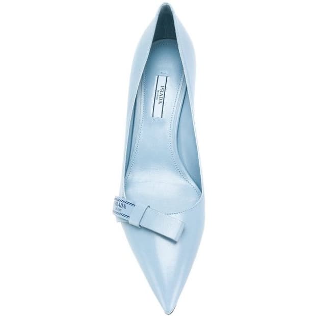 Prada 프라다 스카이블루 민트 리본 펌프스힐 240