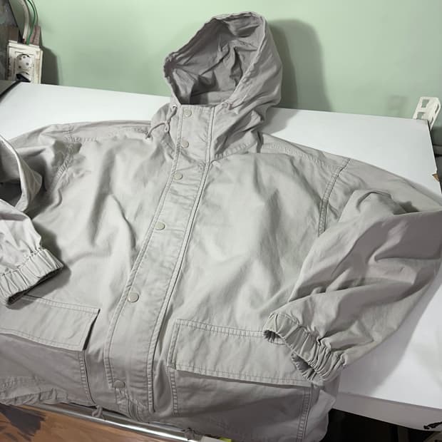 L 파르티멘토 시멘트그레이 오버핏 투웨이 코튼 후디자켓