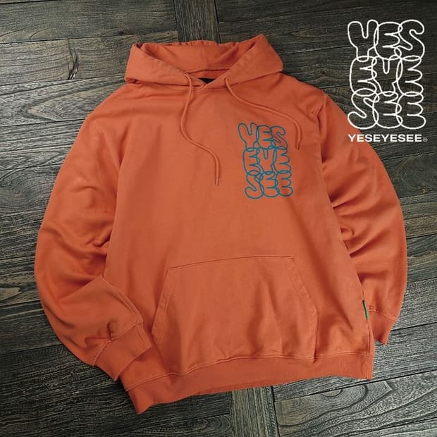 [예스아이씨] (새상품) 빅로고 프린팅 오버핏 후드티 오렌지 M19181