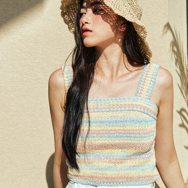 마조팩토리(MAJOFACTORY) 크로쉐 니트 슬리브리스탑 55