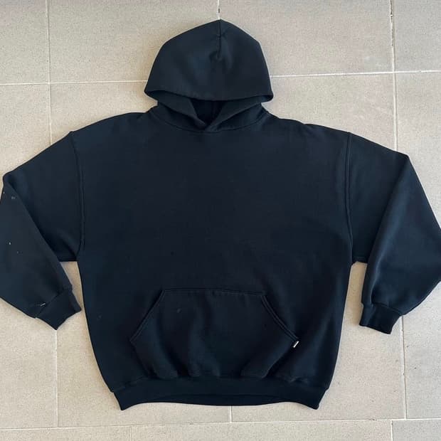 00s 빈티지 러셀 후드 블랙 XL 디스트레스드