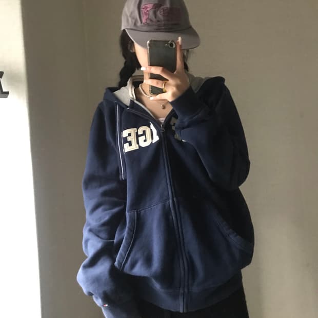 타미힐피거 네이비 후드집업