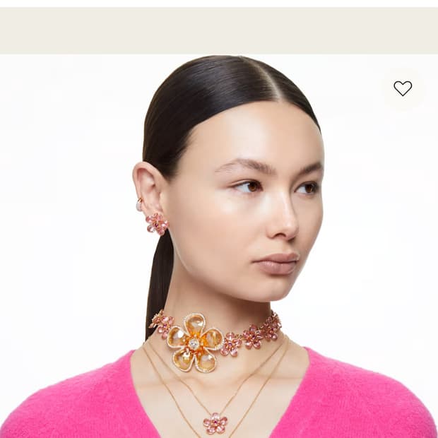 새제품)스와로브스키 플라워 핑크 목걸이 정품