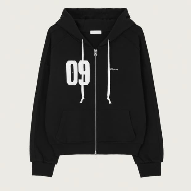 클리시어 09 넘버링 후드집업 블랙 논기모