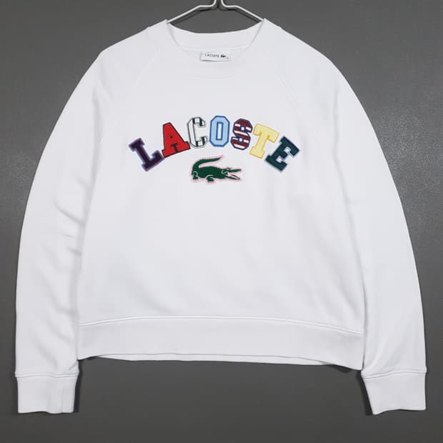 여성 L) 라코스테 신형 22ss 부클 크록 레터링 맨투맨 스웻셔츠