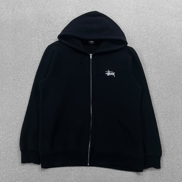 스투시 Stussy 베이직 로고 후드집업 블랙