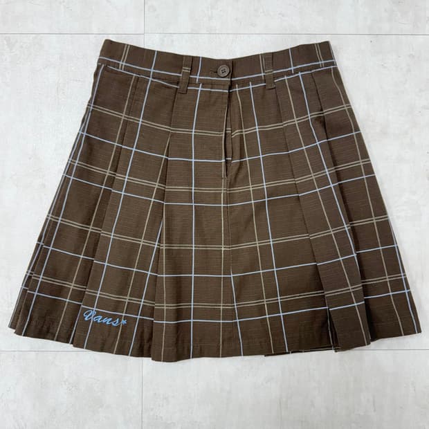 •VANS 브라운 체크 플리츠 스커트 M (Made in Japan)