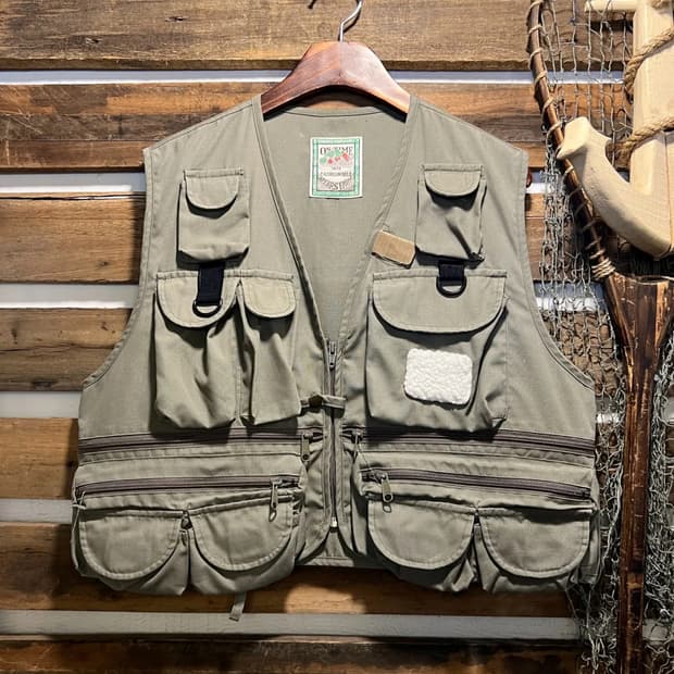 [M]90's USA 빈티지 멀티포켓 카키 피싱 베스트