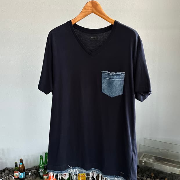 [XL]디젤 DIESEL 데님 포켓 그런지 반팔 티셔츠