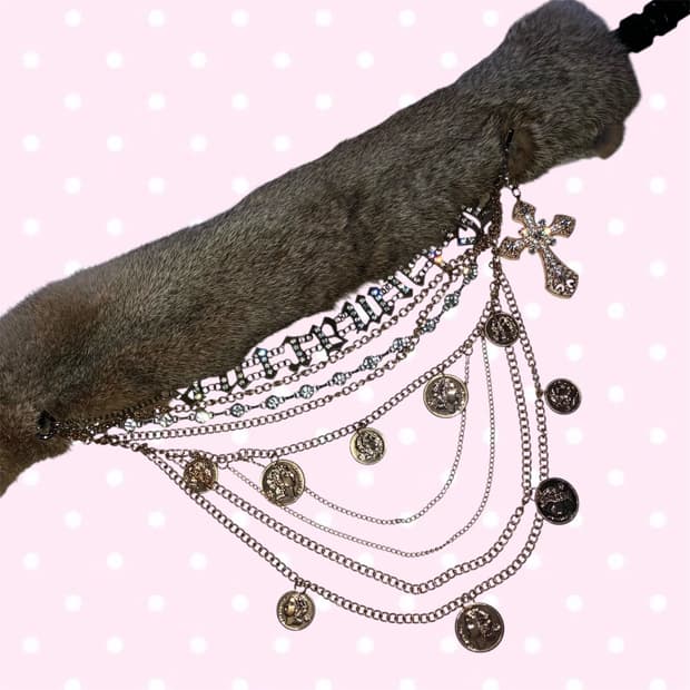 갸루 오네갸루 d.i.a깔 브라운 퍼 벨트 빈티지