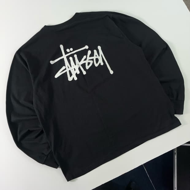 Stussy  스투시 베이직 피그먼트 다이드 블랙 롱슬리브