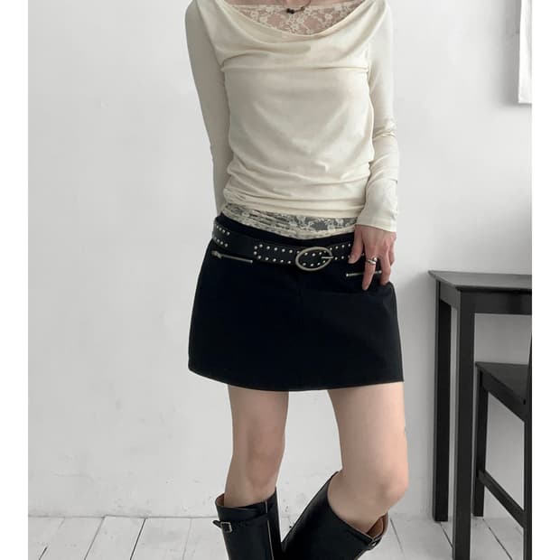 새상품) 카고 미니 스커트팬츠 블랙