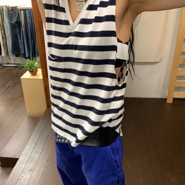 Theory Stripe Open Side Sleeveless Top