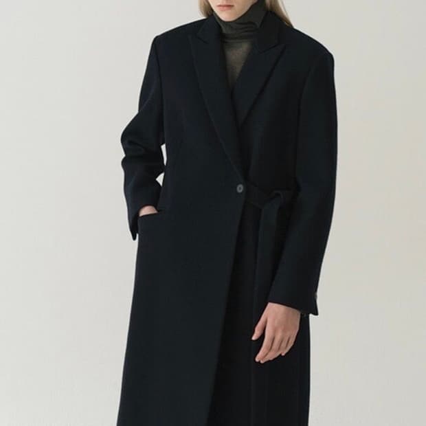 르917 사이드벨트 코트 (네이비)